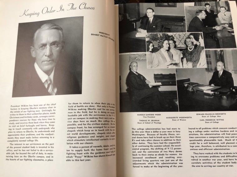 President of Oberlin in 1945.