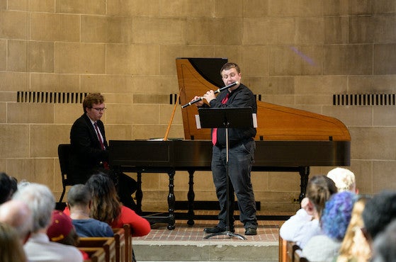 Baroque flutist performs
