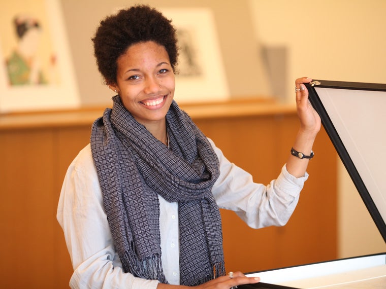 A student in an art library.