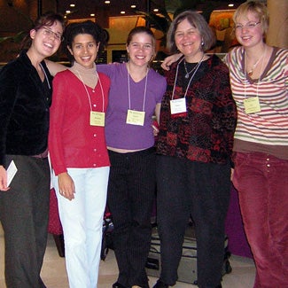 Five women attending a conference