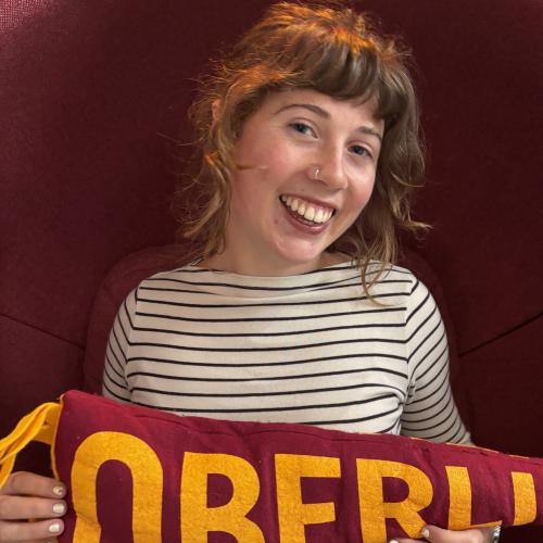 Elsa, a female Oberlin student with shoulder-length brown hair.