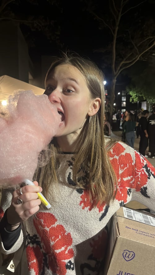 Julia eating cotton candy