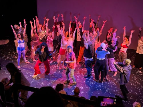 Oberlin students on stage at Dixon Place