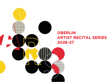 a red, yellow and black design with the title Oberlin Recital Series 2026-2027