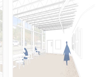 rendering of a gallery wall that overlooks College Street.