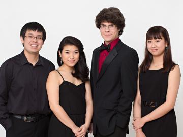 Winners of the 2014 Concerto Competition: San Jittakarn, Marika Yasuda, Jesse McCandless, and Yihui Liu 