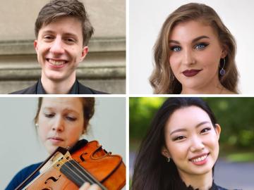 four winners of the 2019-20 Senior Concerto Competition.