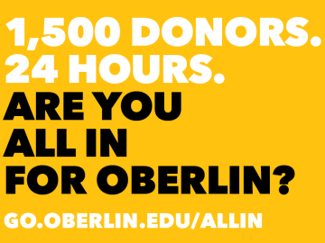 1500 donors. 24 hours. are you all in for Oberlin? go.oberlin.edu/allin