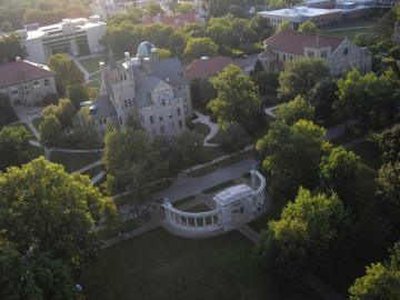 Aerial view of Oberlin College campus