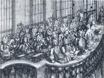 pen and ink illustration of early music singers