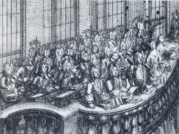 pen and ink illustration of early music singers