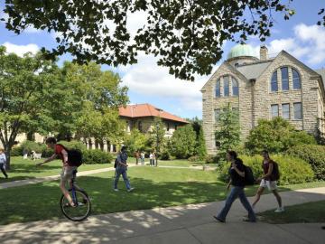 The quad behind Peters Hall