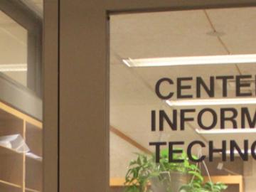 door with the text "Center for Information Technology" 