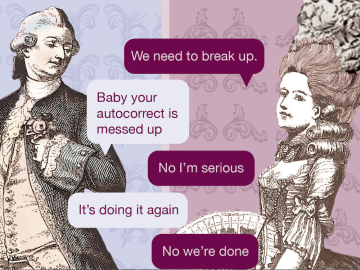 cartoon man and woman having a text chat