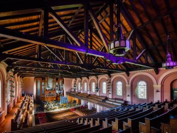 A view from the center balcony of Finney Chapel