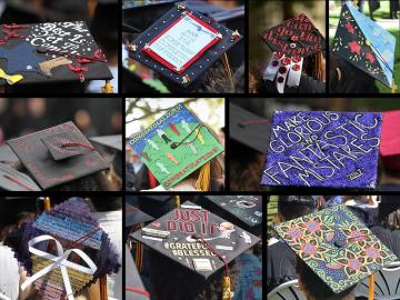 Composite of Oberlin graduation caps.