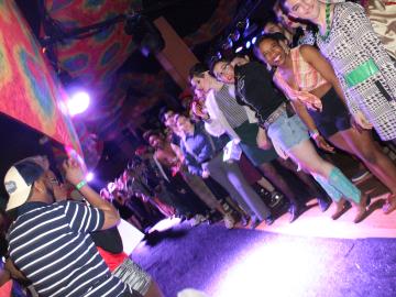 Crowd of people dressed for fun