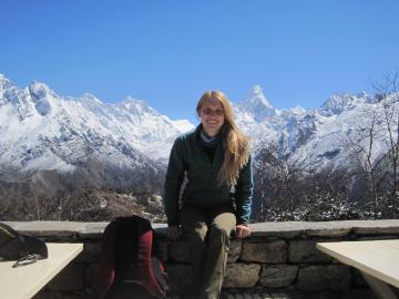 Elizabeth Gilmour ’13 at Mt. Everest base camp