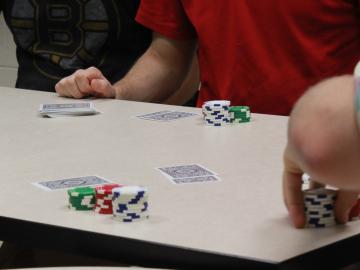 Students play poker