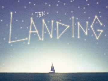 The Landing: title over a distant sailboat on calm water