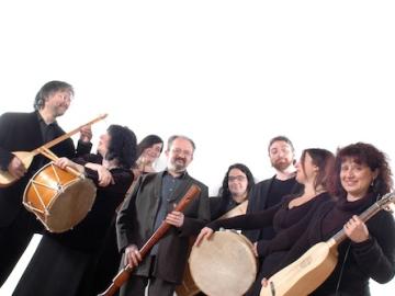 The ensemble with drums and instruments