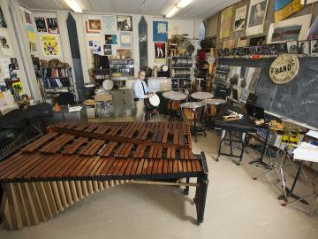 Michael Rosen in his percussion studio.