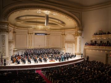 Oberlin Orchestra, choral ensembles, and vocal soloists at Carnegie Hall.