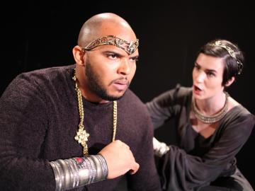 two actors dressed in Shakespearean attire