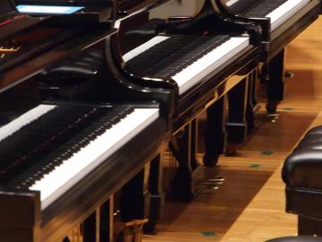 Grand pianos in Warner Concert Hall