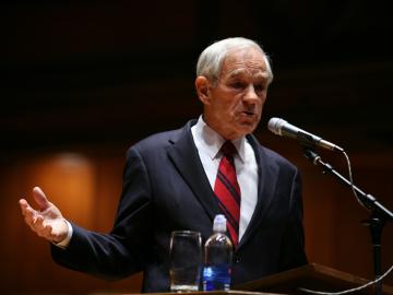 Ron Paul at the lectern