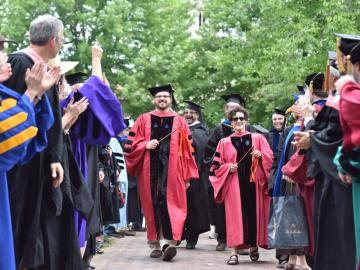 Faculty walk at commencement ceremony