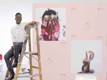 Nyquon Watson '18 with his project, Losing
