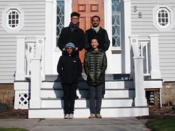 Shansi winter term grant recipients on the steps of the Shanis house