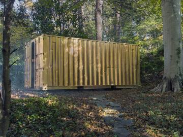 shipping container painted gold