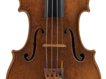 close-up view of a violin