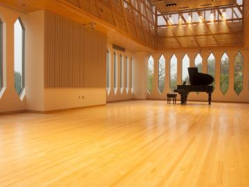 Large room with a grand piano
