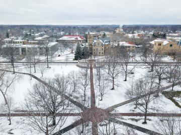 Aerial view of Tappan Square in Oberlin.