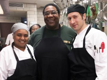 Chef Vimala Rajendron (left) and CDS staff members
