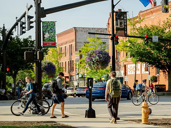 The intersection of Main Street and College Street.