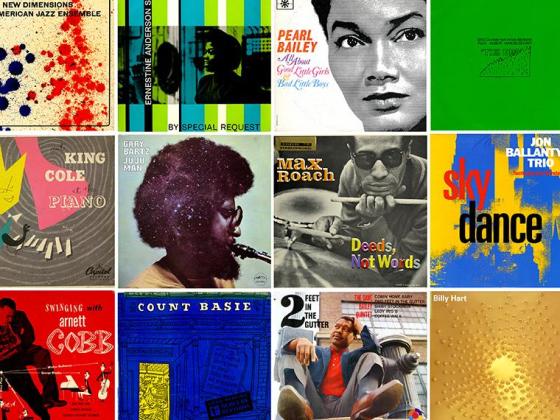 Collage of jazz album covers.