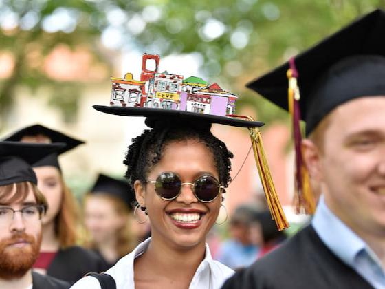 Students marching at Commencement.