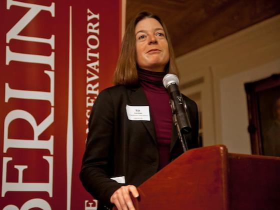 Liz Lierman at a podium.