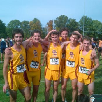 Group of runners in OC uniforms after a race
