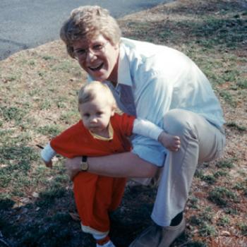 Peter with his son as a toddler.