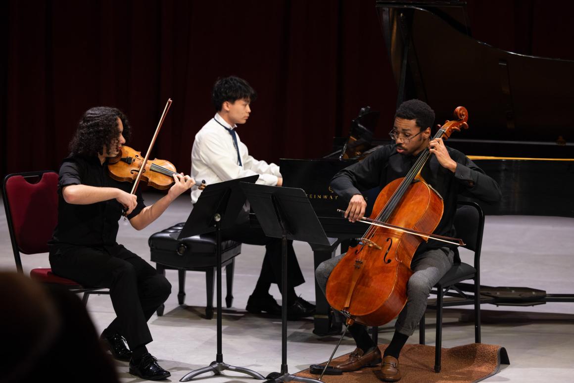 A student chamber music ensemble performing at Hidden Valley.