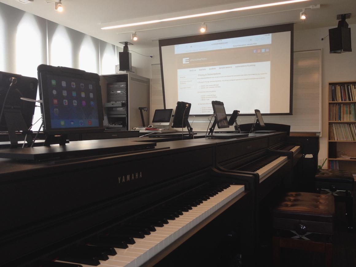 two pianos in classroom