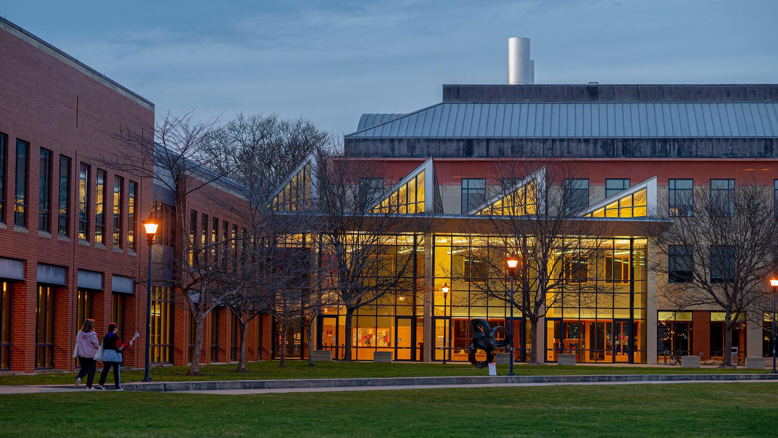 The science center at dusk.