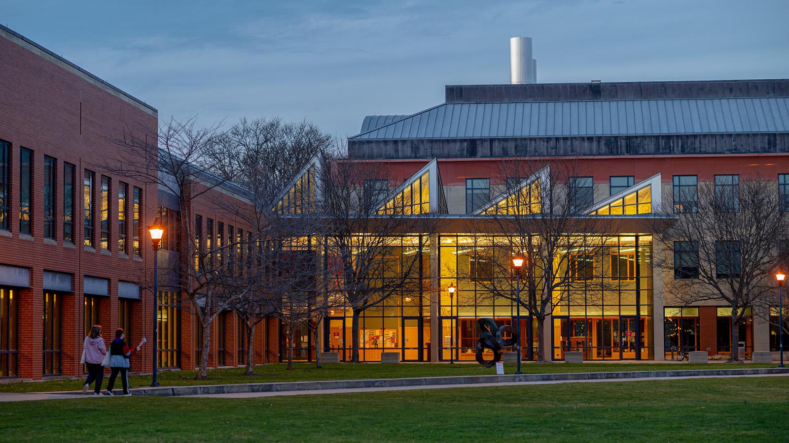 The science center at dusk