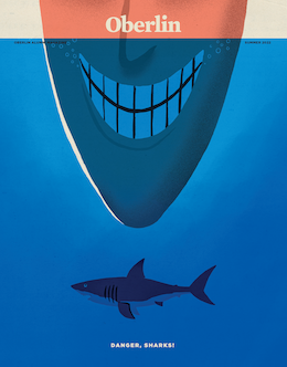 Summer 2022 magazine cover. Shark illustration in the style of a movie poster.