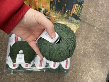 A skein of green yarn